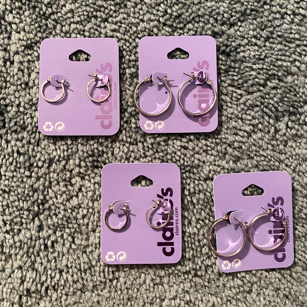 Pack of 4 Claire’s Silver hoops
